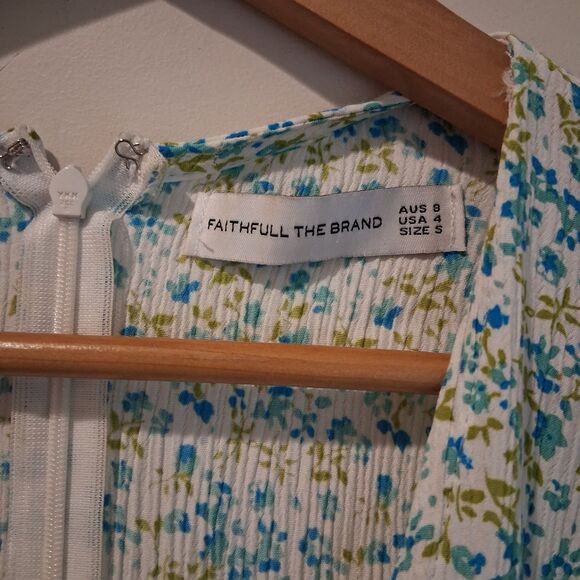 Faithfull the Brand Maud Midi Dress in Tilde Floral Print US Size 4 Preppy Work - Picture 7 of 11